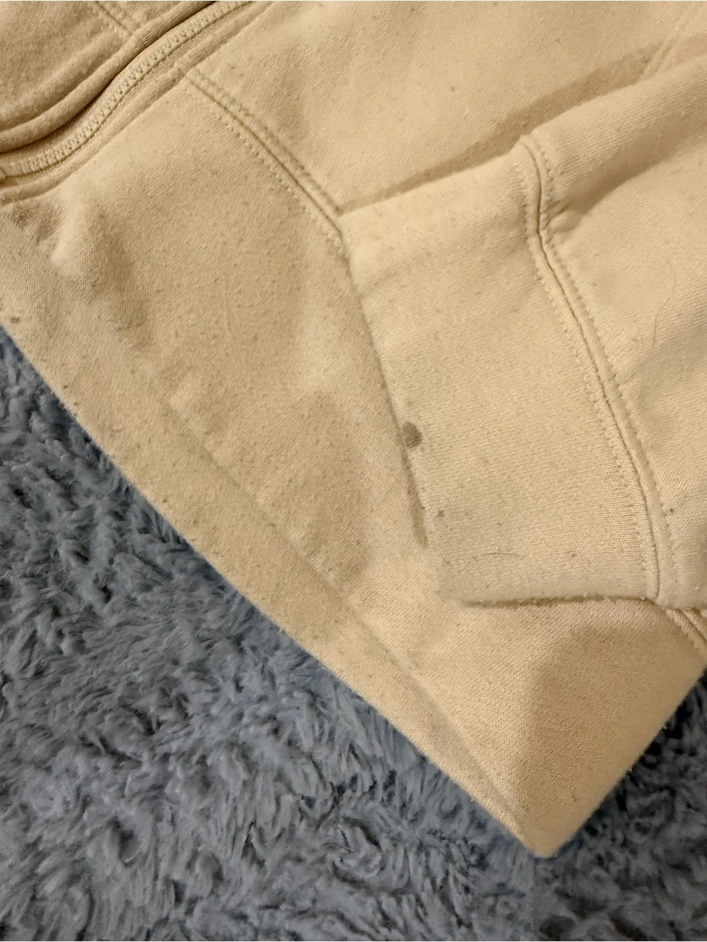 Old Navy Light Beige Full-Zip Hoodie with White Logo